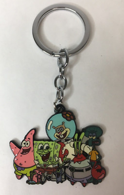 Nickelodeon Spongebob Group Keychain Metal Enamel Patrick Sandy Krabs Squidward
