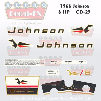 1992-94 Johnson 30 HP Sea-Horse Outboard Reproduction 7 Pc Marine Vinyl Decals