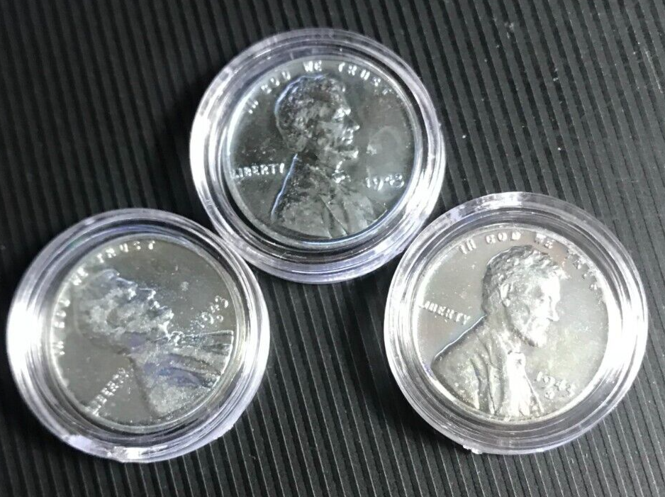 3 Steely BU Coins 1943 S D & P Full Set of Real Beauties # 7