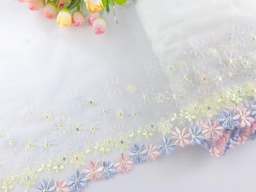 1 Yard Delicate Embroidered Flower Tulle Lace trim Wedding/sewing/craft Lace 63 - Picture 19 of 84