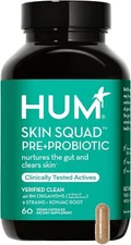 HUM Nutrition Skin Squad Probiotic Capsules for Skin and Gut Health 60 Count