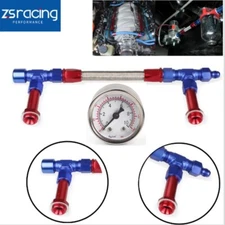 For Holley Carburetor 4150 Pressure Gauge AN8 Braided Dual Feed Carb Fuel Line