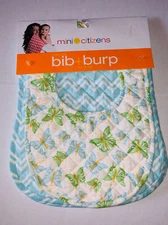 NWT MINI CITIZENS BIB & BURP SET AQUA BUTTERFLY W5