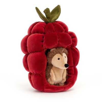 Brown Brambling Hedgehog in Red Raspberry Plush Soft Toy  Stuffed Animal 7 in