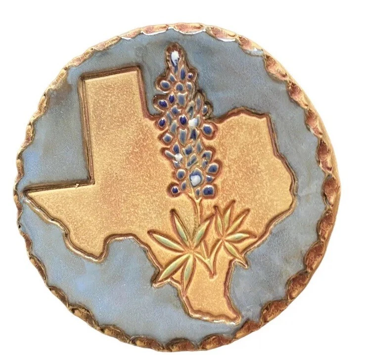 Azulejo de comida hecho a mano de gres de Texas bluebonnet Trivet Jane Ashley Fredericksburg  Foto 2 de 4
