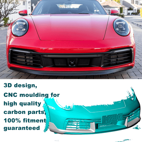 For Porsche 911 992 Carrera Targa Dry Carbon Front Bumper Splitter Air Vent Fins - Picture 4 of 11