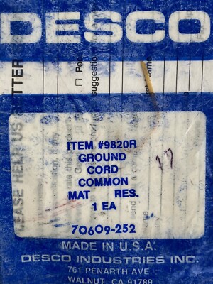 DESCO Charles Water #9820R Ground Cord Common Mat w/ RES -New 71119-429