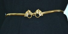 Vintage Mimi di N Stretch Belt w/Horses Head Hook Clasp 1974 Gold Tone 24"
