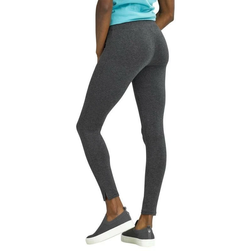 Utopia by HUE Gray Heather Cotton Stretch Leggings W/Slits UT18133 Size S