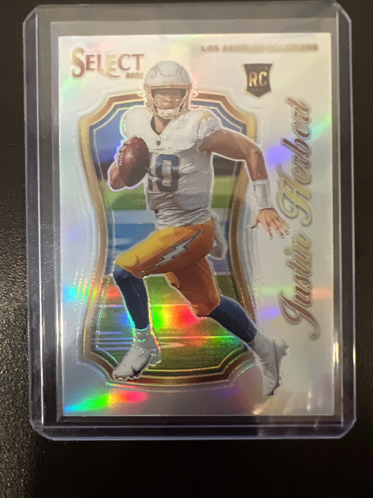 JUSTIN HERBERT 2020 Panini Select Certified Silver Prizm Rookie Card SCR-4 Rare!