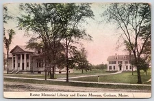 Gorham ME-Maine, Baxter Memorial Library & Museum, Grounds & Building, Postcard