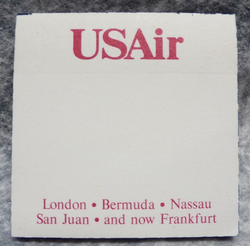 USAIR AIRLINES VINTAGE PAPER STIK-ON NOTE PAD LONDON BERMUDA NASSAU FRANKFURT