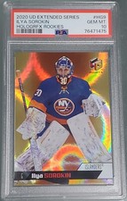 Ilya Sorokin RC Rookie 2020 UD E.Series HoloGrFX 🪙GOLD🪙 GEM PSA 10 POP 1 ⭐NYI⭐