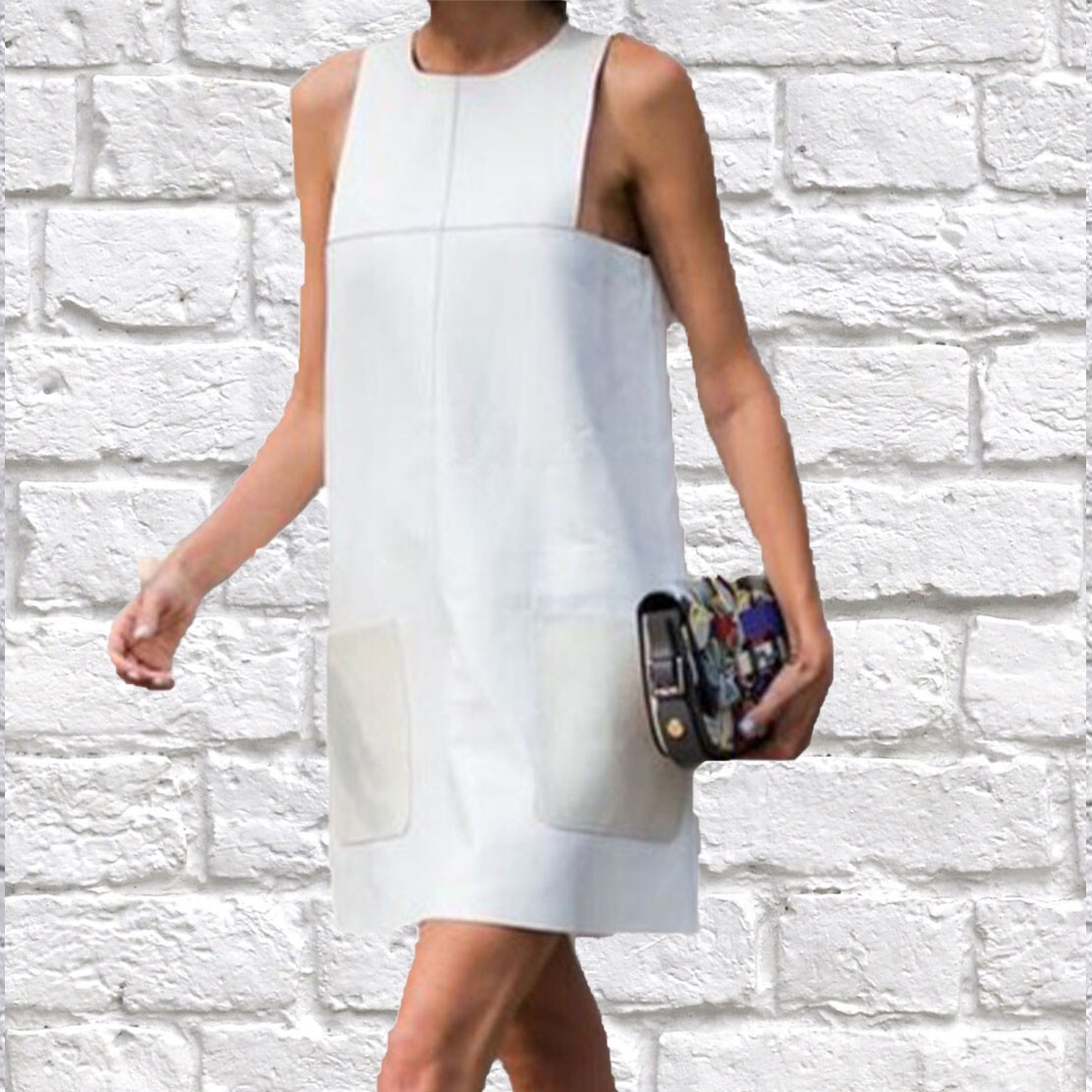 Trendy White Women Leather dress Designer party wear Sleeveless Ladies Dresses