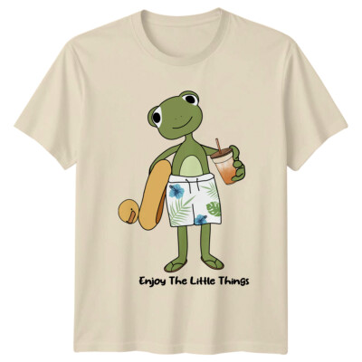Retro Frosch Enjoy The Little Things Beach Vibes Tier Wortspiel T-Shirt