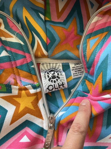 Y2K Creating Limitless Heights Hoodie 2XL Pinl Full Zip Star Pattern Rare✅ - Picture 2 of 4