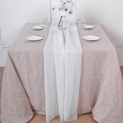 Elegant White Chiffon Table Runner – Extra Long 80" For Weddings, Parties & Banquets 10 thumbnail image
