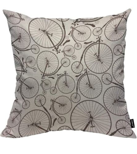Vintage Style Bicycle Throw Pillow Case. 1 pillow case. 18x18 - Picture 1 of 5