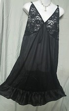 Anthony RICHARDS BLACK NIGHTGOWN LACE NYLON SEXY 42" LONG 1X 42" BUST