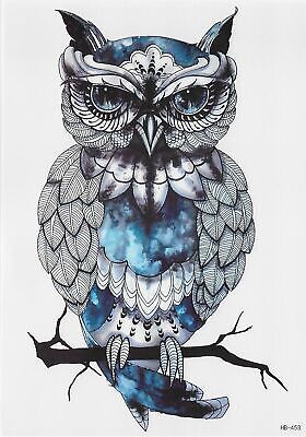 Eule Einmal Tattoo Temporary Tattoo Kunst Blau Temporare Tattoo Body Sticker Ebay