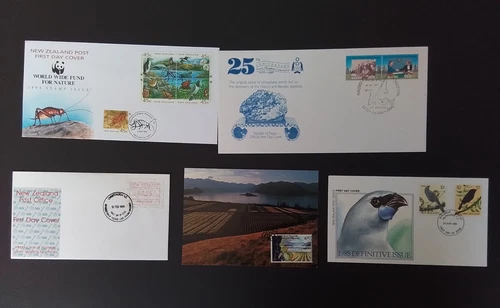 NAURU New Zealand FDC 5 phosphate birds WWF frama vending vineyard   X 61 C