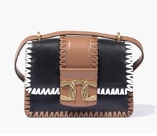 TED BAKER Edasina Black Brown Leather Whipstitch Small Cross Body Bag BNWT