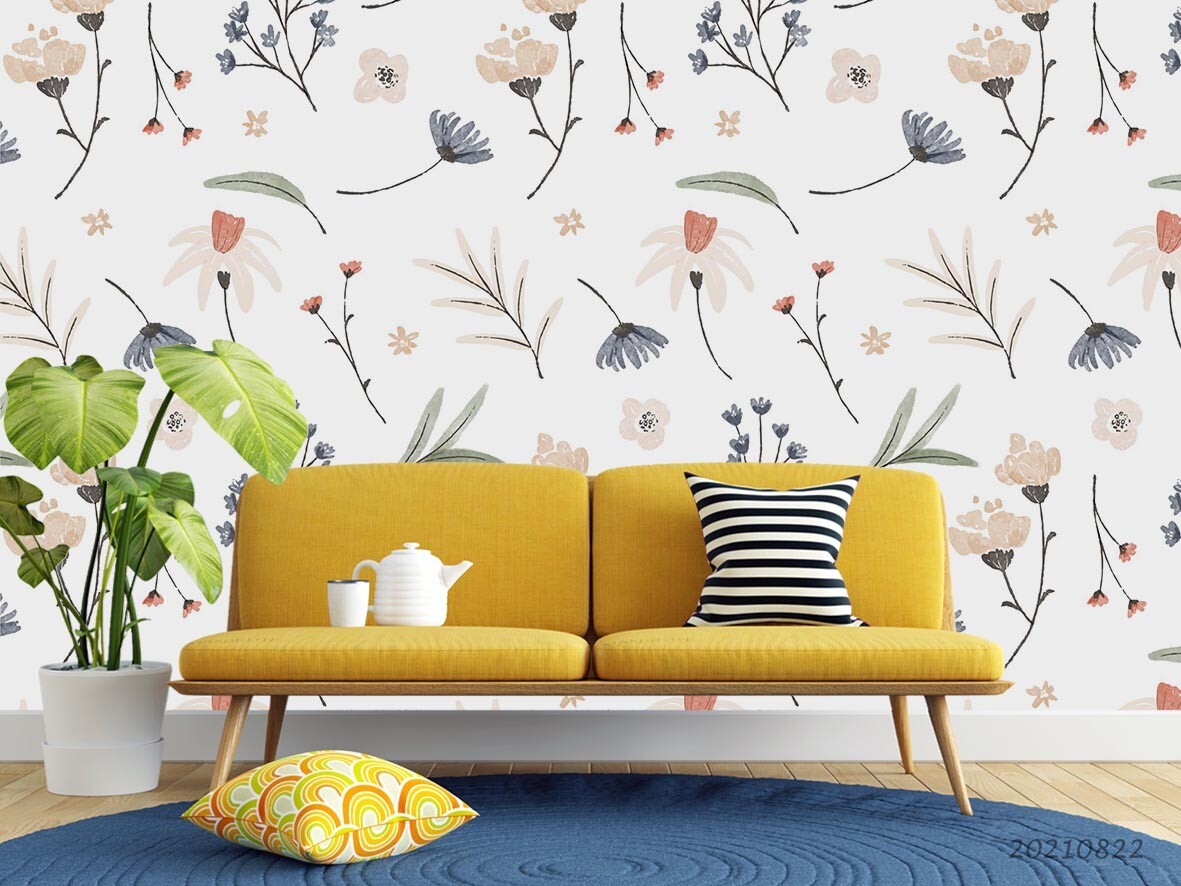 3D Watercolor Pink Floral Leaf Wall Murals Wallpaper Murals Wall Sticker 188