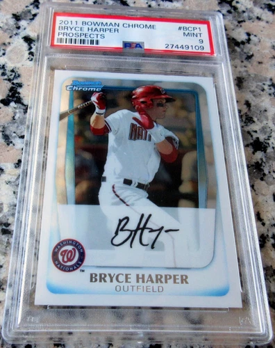 BRYCE HARPER 2011 Bowman Chrome #1 Draft Pick Rookie Card RC PSA 9 MINT🔥🔥🔥$$$