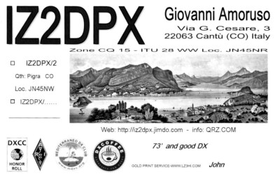 Cantu Italy IZ2DPX Amateur QSL Radio Postcard