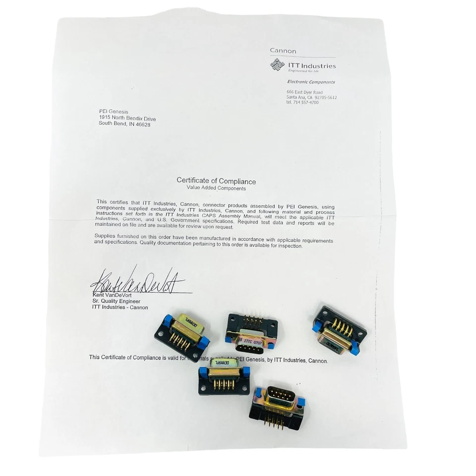 5 pcs ITT Cannon DEMM9PL D-Sub Connector Plug 9 Position - Image 3 of 4