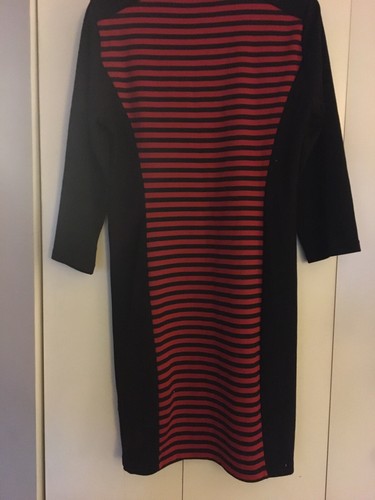 Spense 10 Dress Career Wear 3/4 Sleeve Black Red Vertical Stripe Knee Length Fun - Picture 6 of 8