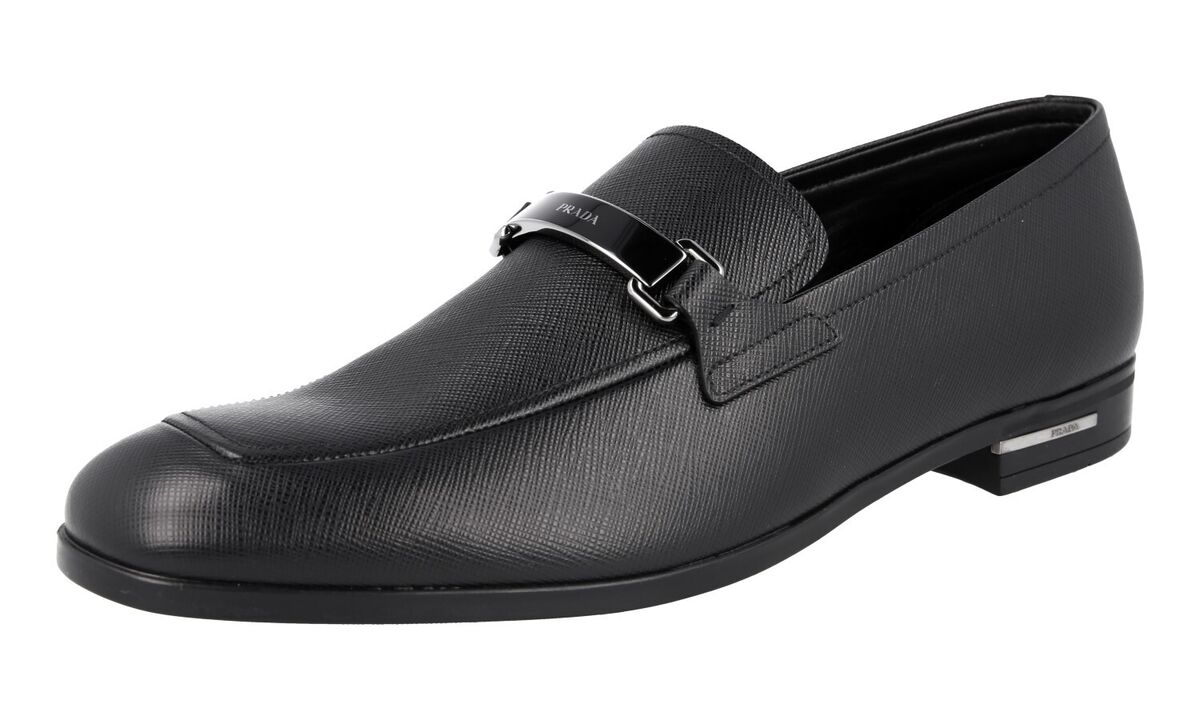 PRADA LOGO DRESS SHOES LOAFER 2DB183 BLACK SAFFIANO LEATHER PRADA LOGO DRESS SHOES LOAFER 2DB183 BLACK SAFFIANO LEATHER