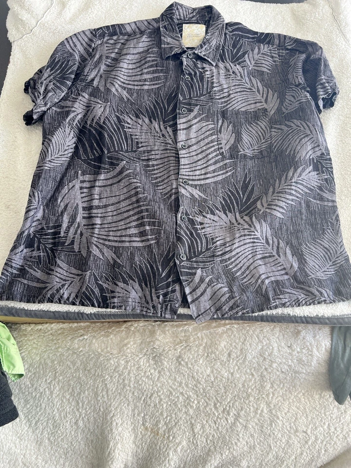 Tasso Elba Island shirt Men’s silk linen Hawaiian XXL Blue Print camp lounge - Image 2 of 4