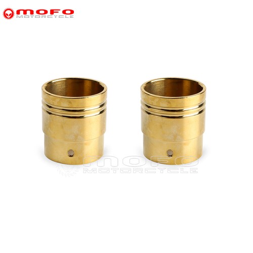 For Harley Sportster Chopper Cafe Racer 2" Brass Dual Exhaust Pipe End Rear Tips - Picture 5 of 9