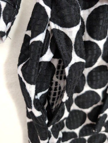 New Directions Bath Robe Womens L Black White Polka Dot Tie Waist Short Pockets - Picture 5 of 9