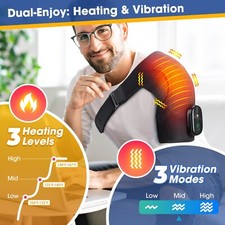 Cordless Heated Shoulder Massager with Vibration Support Brace for Pain Relief