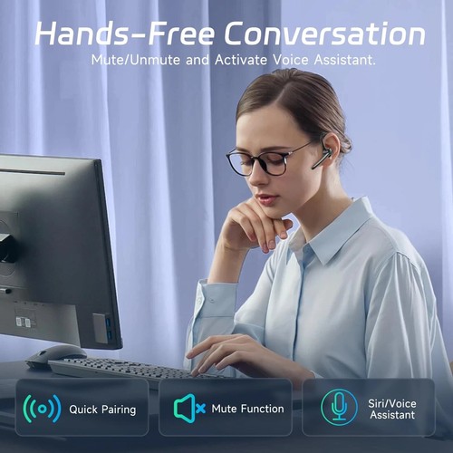 Wireless Headset Bluetooth Earpiece with Dual Noise Canceling Microphone Hand... - Picture 3 of 7