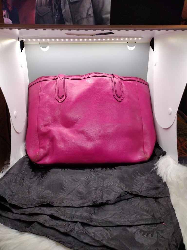 Fossil Sydney Leather Hot Pink Shoulder Bag Statement Purse  display picture 1