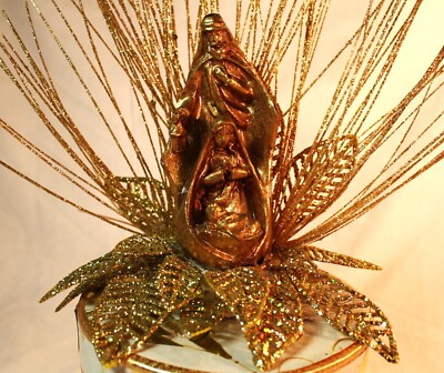Decorative Christmas Gift Box Keepsake Nativity Gold Accents Removeable Lid