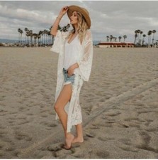 Jodifl Sexy Embroidery COTTON Lace Floral Duster Kimono Boho Beach Cardigan