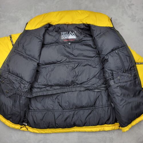 First Down Jacket Men Small Vintage Puffer Coat Duck Feather Down Y2K 90s HipHop - Picture 3 of 9