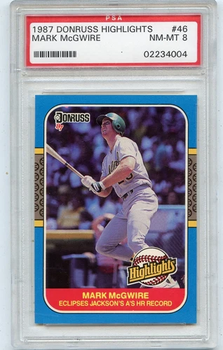 1987 DONRUSS HIGHLIGHTS #46 MARK McGWIRE ROOKIE RC, A'S - PSA 8 NM-MT (4004)
