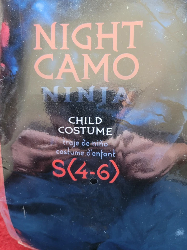 Fantasia infantil de Halloween camuflagem noturna ninja tamanho 4-6 - Imagem 3 de 4