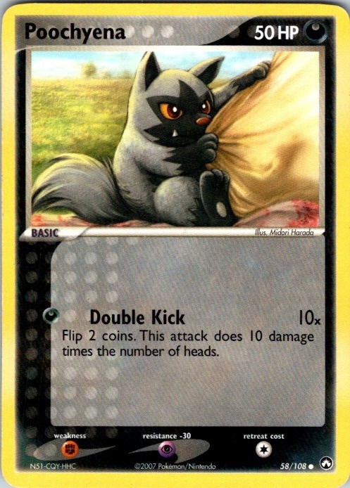 Poochyena 58/108 Common Power Keepers Pokemon Damaged