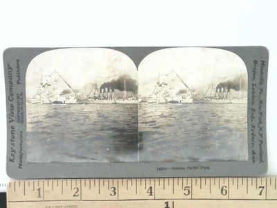 Keystone Stereoview Russian Pacific Fleet Naval Ships 1900-1924 Antique