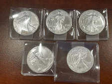 Lot of 5 - 2023 Silver Eagles - Each 1oz. .999 Fine Silver