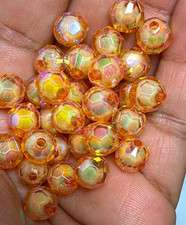 200pcs 10mm Orange Crystal AB Faceted Acrylic Beads DIY Jewelry Making Crafts