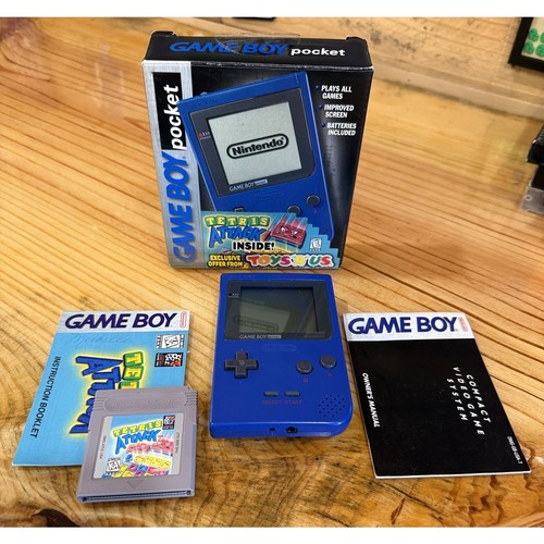 Nintendo GameBoy Pocket Console Blue [Tetris Attack Bundle] ( Complete / Rare! )