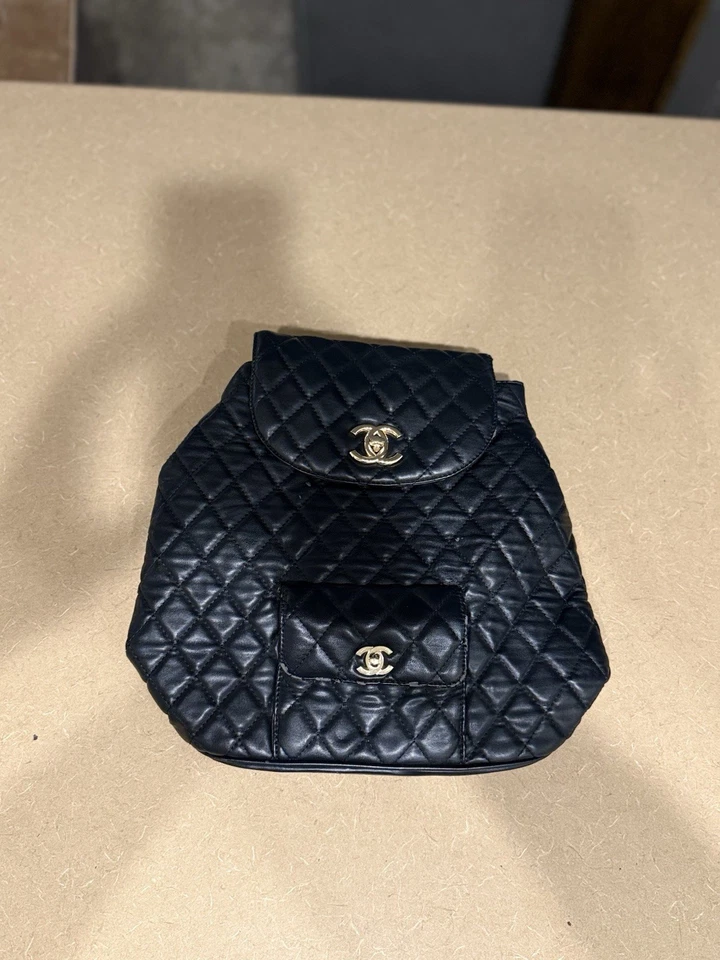 CHANEL Quilted Matelasse CC Logo Lambskin Backpack Black Duma Vintage - Image 2 of 4