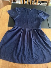 GAP A-Line Dress Navy Blue Smocked Puff Short Sleeve XL Tall Women